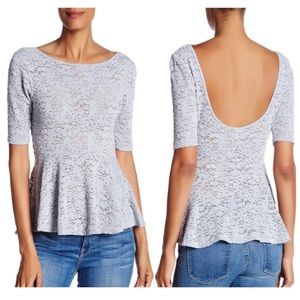 NWT Lace blue/grey Freepeople peplum top